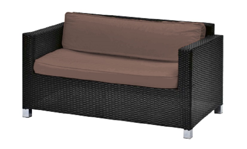 2er-Sofa Rattan inkl. Kissen braun 