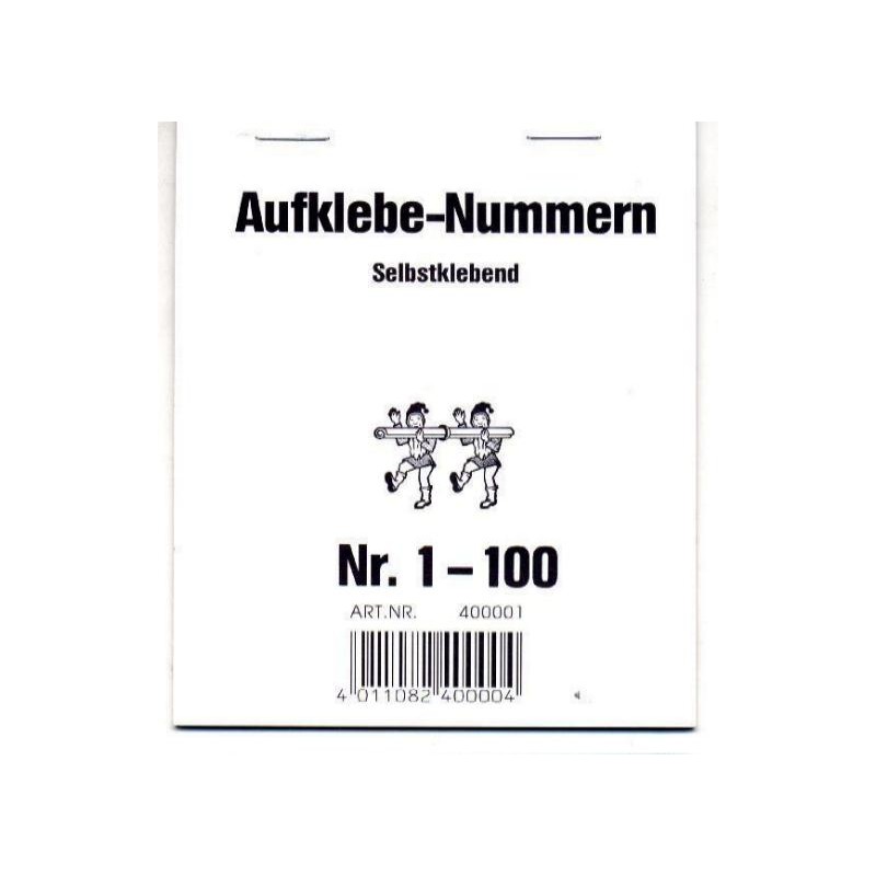 Gewinnaufklebenummern Nr. 1-100 