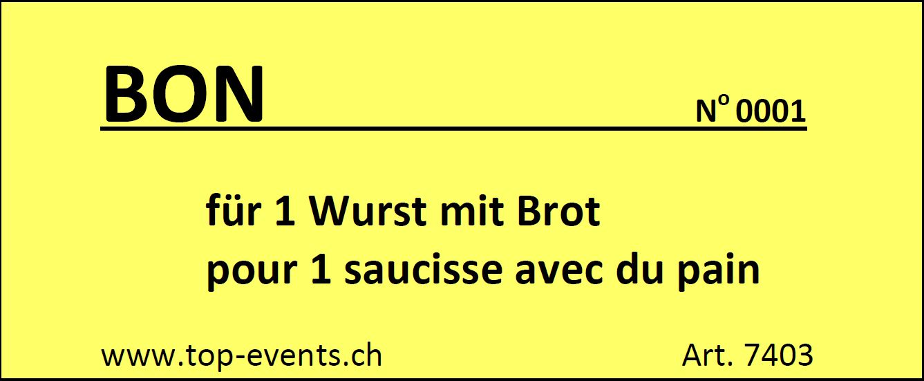 Bonblock für 1 Wurst mit Brot 